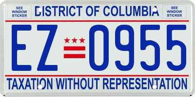 DC license plate EZ0955