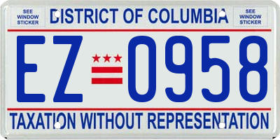 DC license plate EZ0958