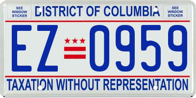 DC license plate EZ0959