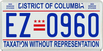 DC license plate EZ0960