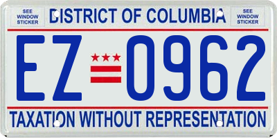 DC license plate EZ0962