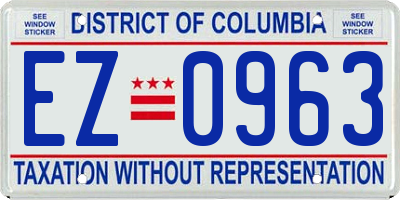 DC license plate EZ0963