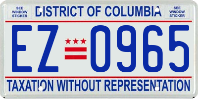 DC license plate EZ0965