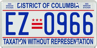 DC license plate EZ0966