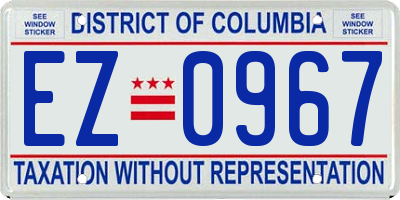 DC license plate EZ0967