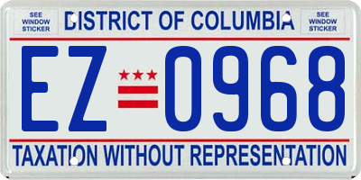 DC license plate EZ0968