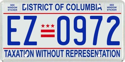 DC license plate EZ0972