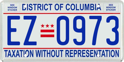 DC license plate EZ0973