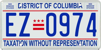 DC license plate EZ0974