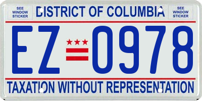 DC license plate EZ0978