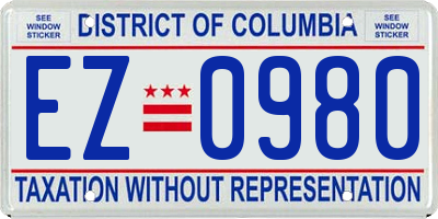 DC license plate EZ0980