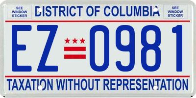 DC license plate EZ0981