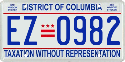 DC license plate EZ0982