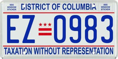 DC license plate EZ0983