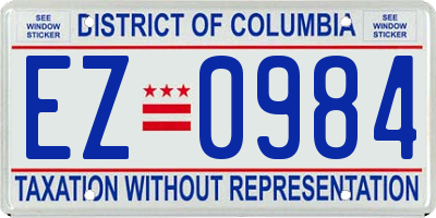 DC license plate EZ0984