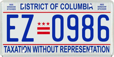 DC license plate EZ0986