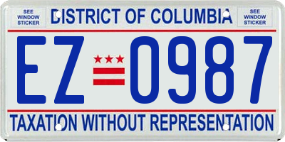 DC license plate EZ0987