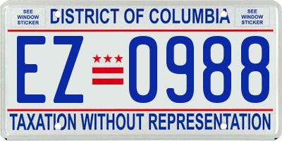 DC license plate EZ0988