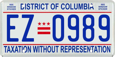 DC license plate EZ0989