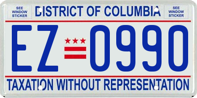 DC license plate EZ0990