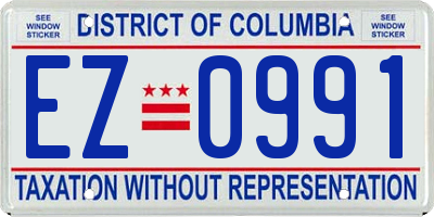 DC license plate EZ0991