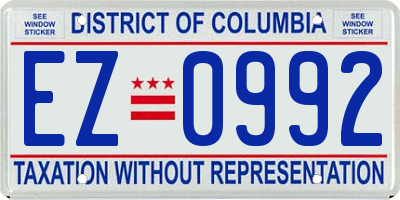 DC license plate EZ0992