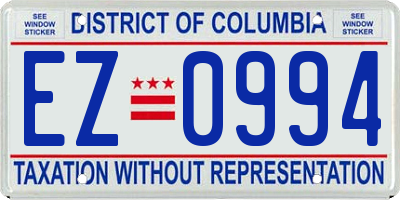 DC license plate EZ0994