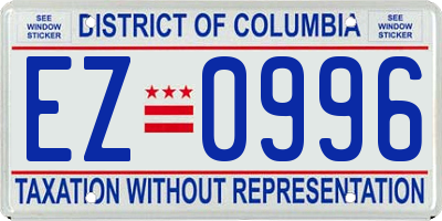 DC license plate EZ0996