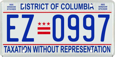 DC license plate EZ0997