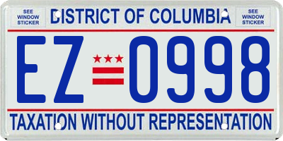 DC license plate EZ0998