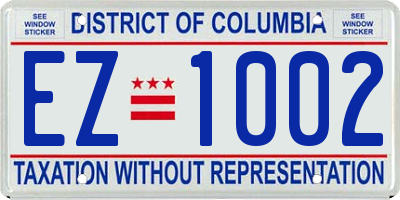 DC license plate EZ1002