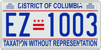 DC license plate EZ1003