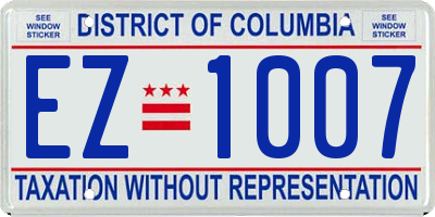 DC license plate EZ1007