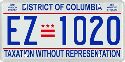 DC license plate EZ1020