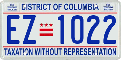 DC license plate EZ1022