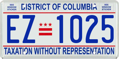 DC license plate EZ1025