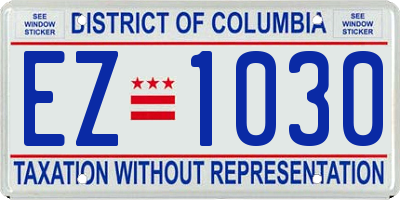 DC license plate EZ1030