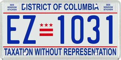 DC license plate EZ1031