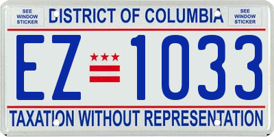 DC license plate EZ1033