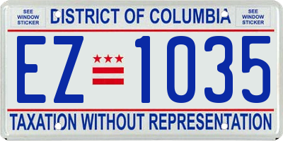 DC license plate EZ1035