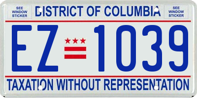 DC license plate EZ1039