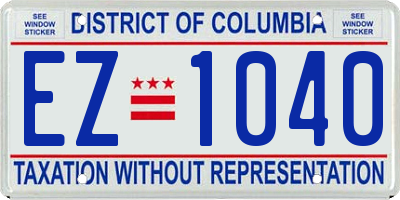 DC license plate EZ1040