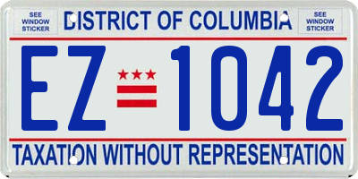 DC license plate EZ1042