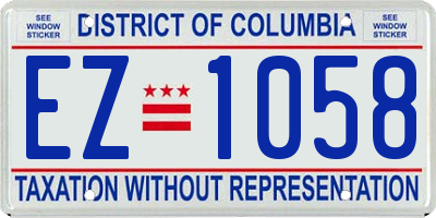 DC license plate EZ1058