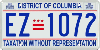 DC license plate EZ1072