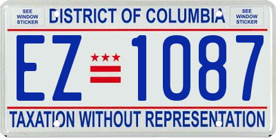 DC license plate EZ1087