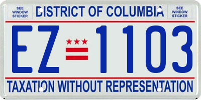 DC license plate EZ1103