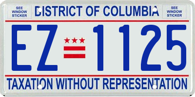 DC license plate EZ1125