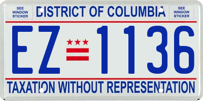 DC license plate EZ1136