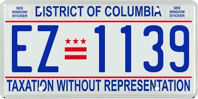 DC license plate EZ1139